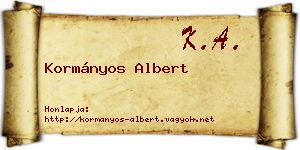 Kormányos Albert névjegykártya