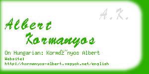 albert kormanyos business card